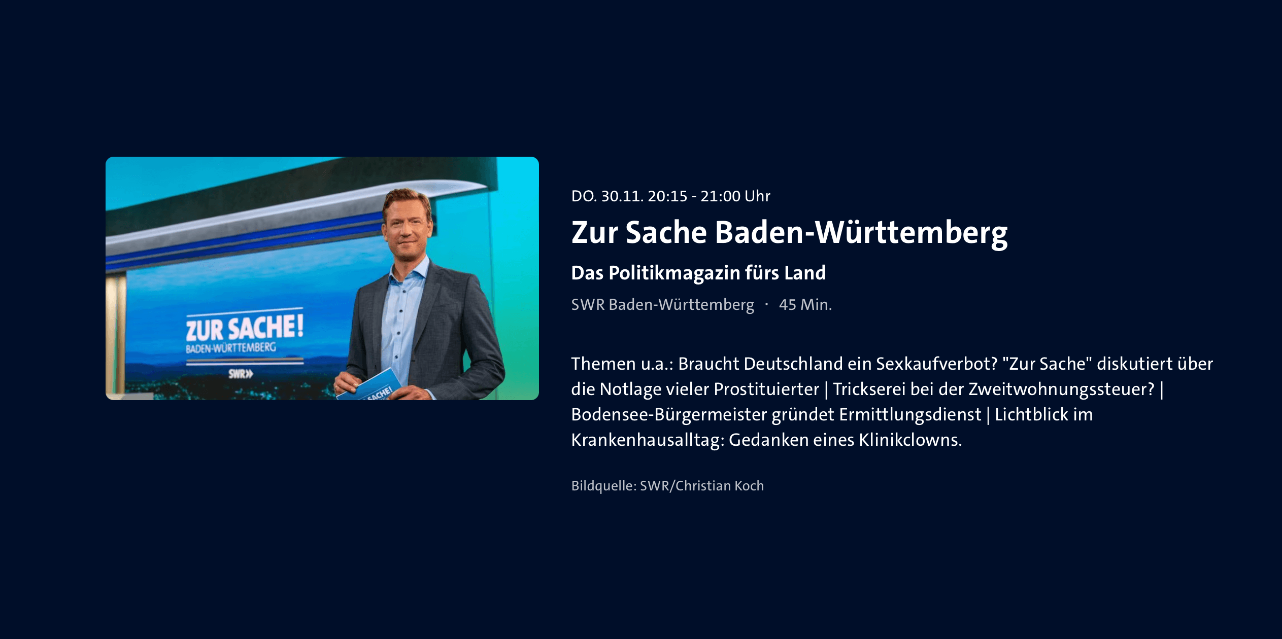 Screenshot des Fernseh-Beitrags "zur Sache" Baden-Württemberg