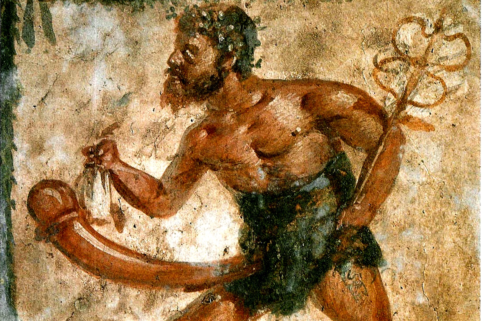 Gemälde aus Pompei von einem Krieger mit einem überdimensionierten Glied – Priapos aus Pompeji 