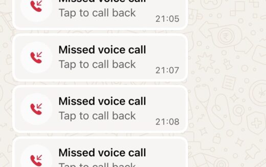 Eine lange Liste von Missed Video Calls in Whatsapp